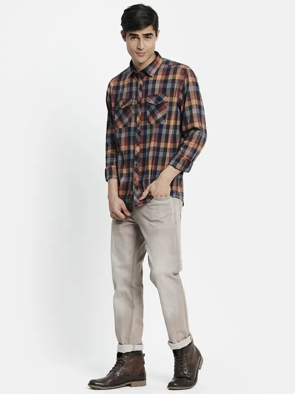 Men Maroon Tartan Checks Checked Casual Shirt