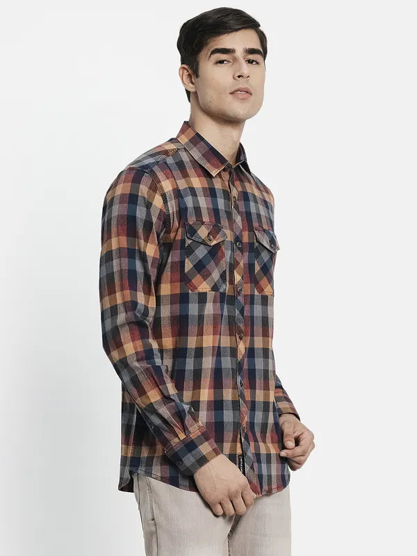 Men Maroon Tartan Checks Checked Casual Shirt