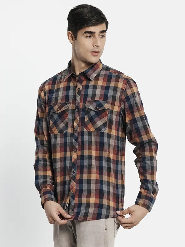 Men Maroon Tartan Checks Checked Casual Shirt