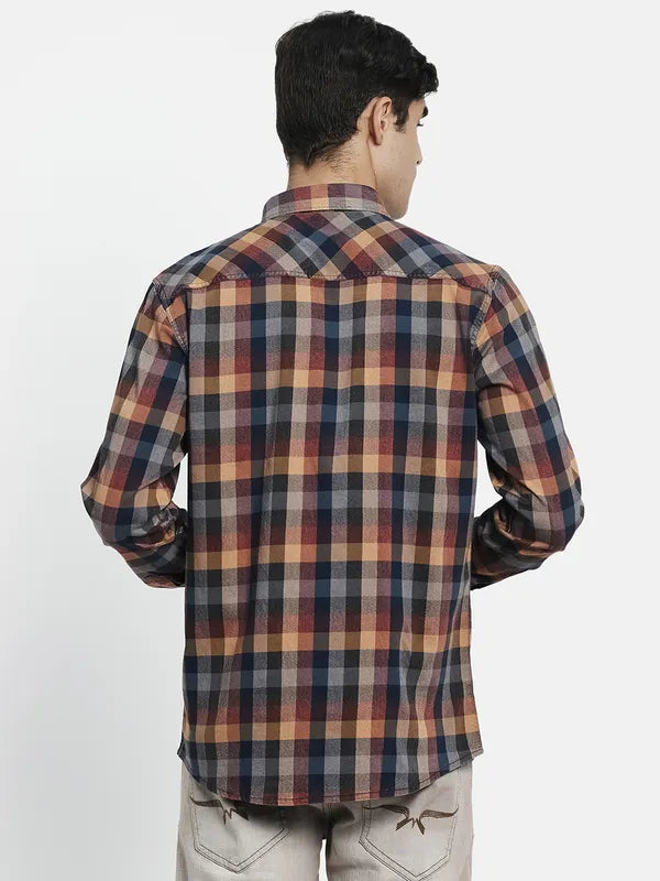 Men Maroon Tartan Checks Checked Casual Shirt