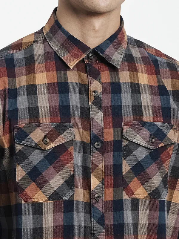 Men Maroon Tartan Checks Checked Casual Shirt