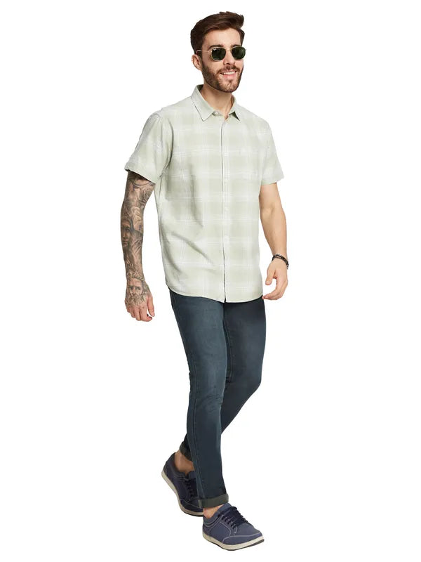 Mettle Men Opaque Checked Casual Shirt