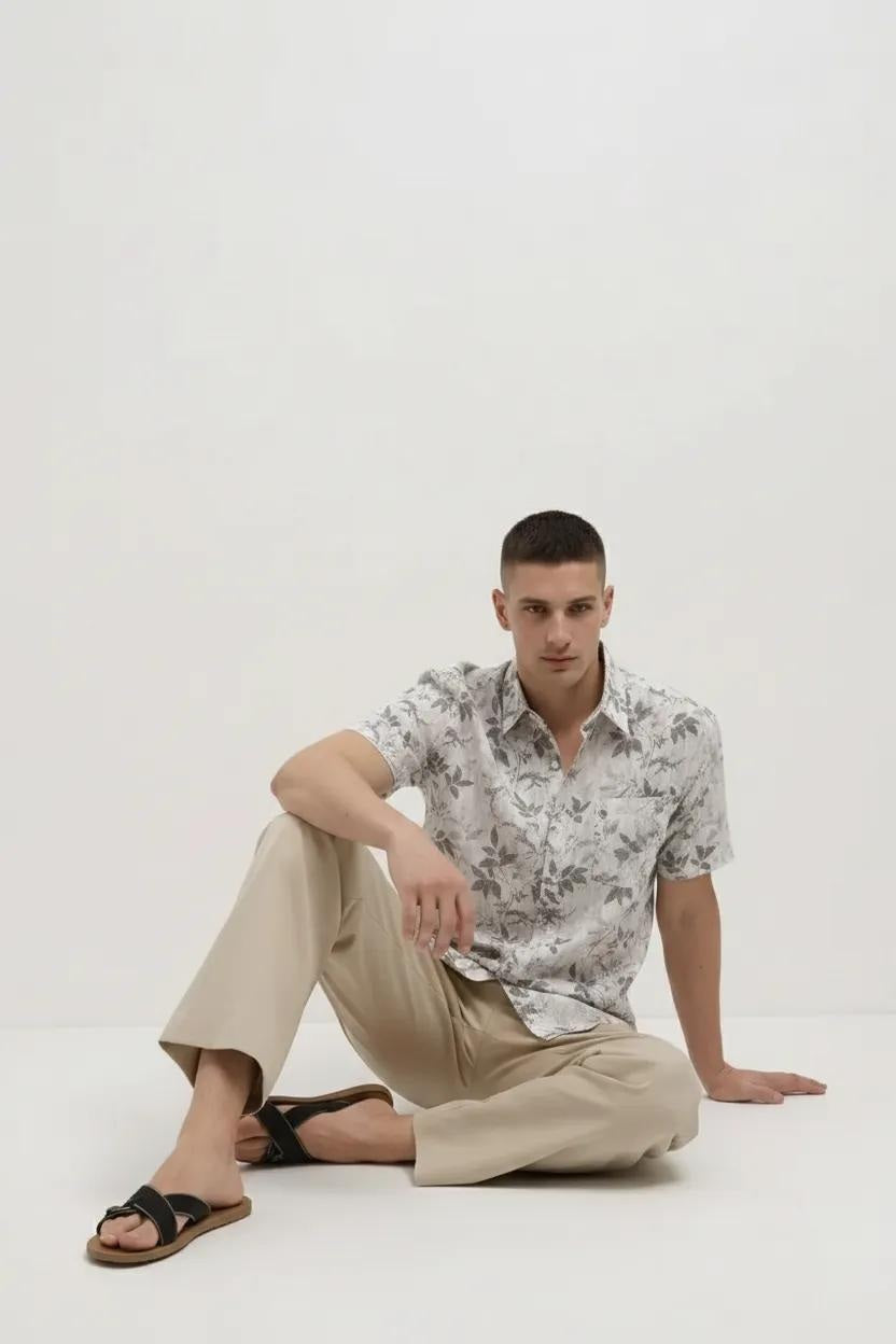 Men Heather Floral Printed Casual Shirt