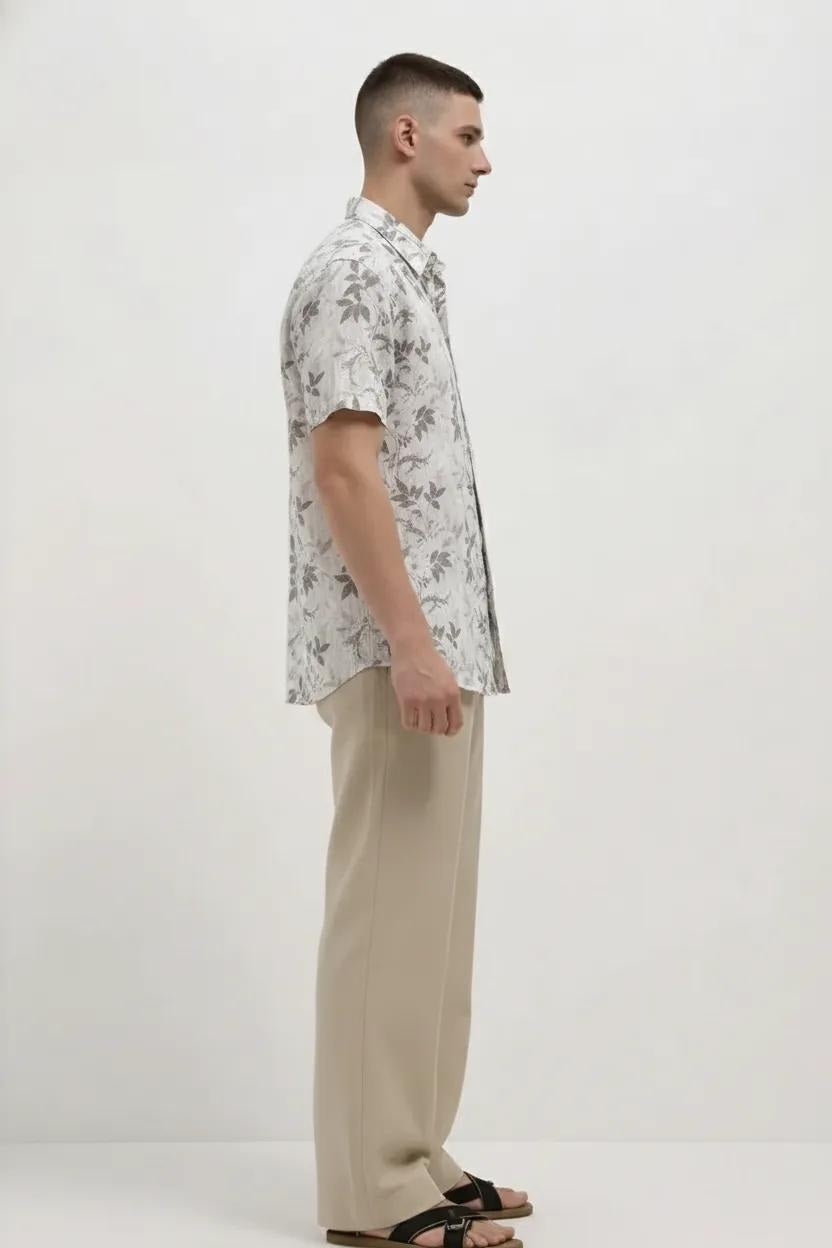 Men Heather Floral Printed Casual Shirt