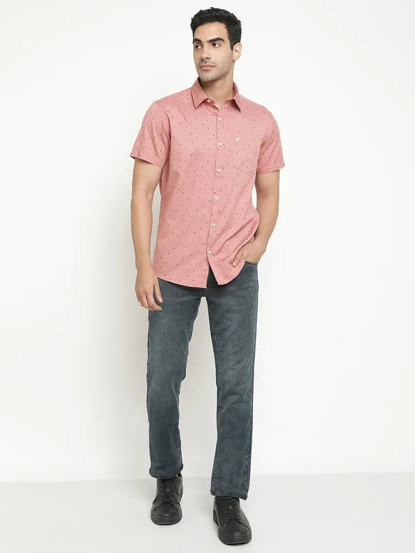 Mettle Men Coral Opaque Printed Casual Shirt