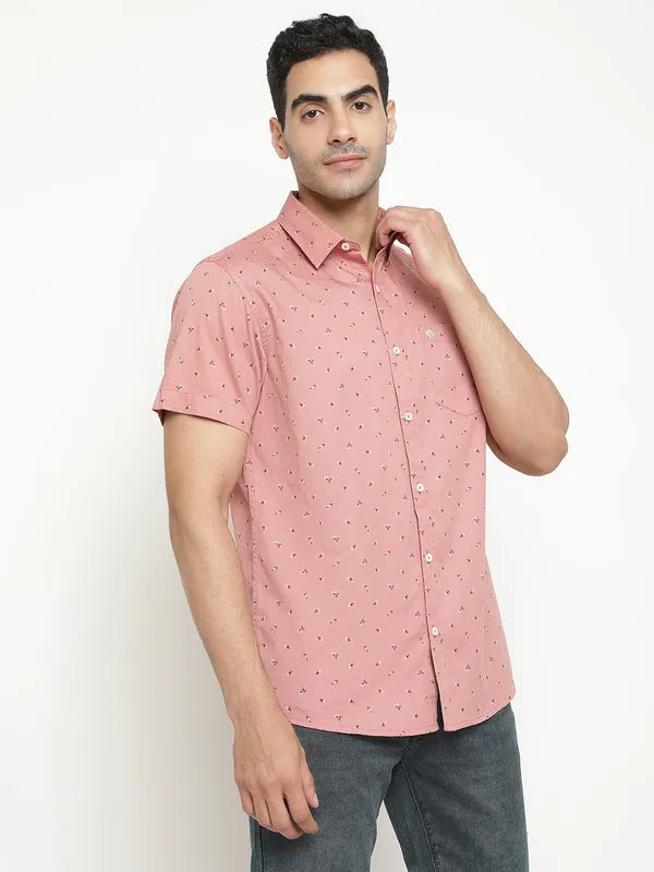 Mettle Men Coral Opaque Printed Casual Shirt