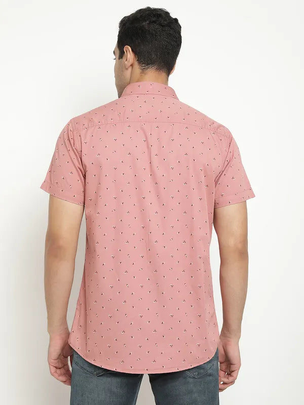 Mettle Men Coral Opaque Printed Casual Shirt