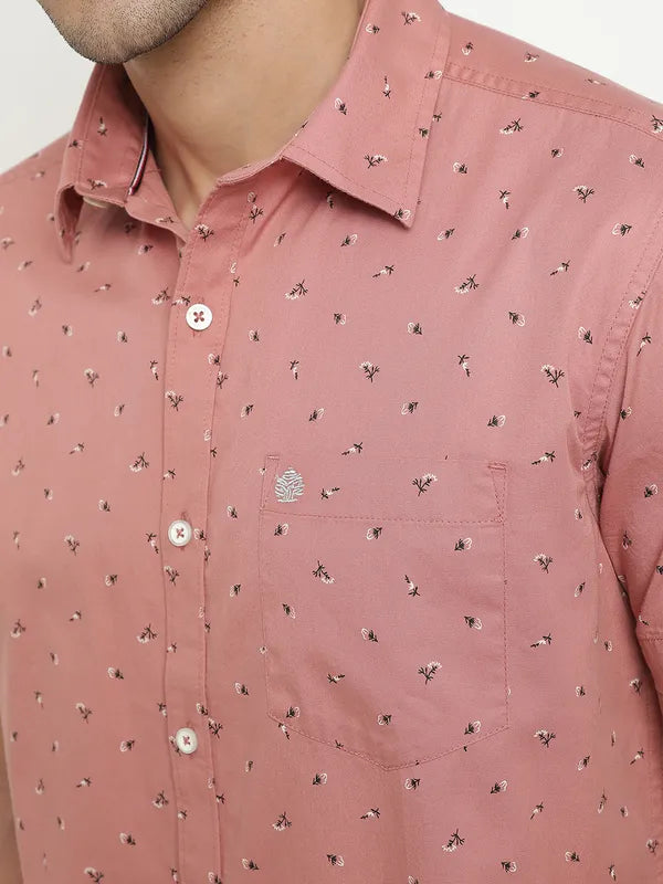 Mettle Men Coral Opaque Printed Casual Shirt