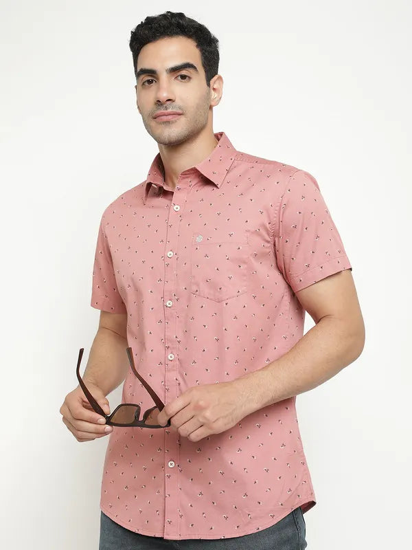 Mettle Men Coral Opaque Printed Casual Shirt