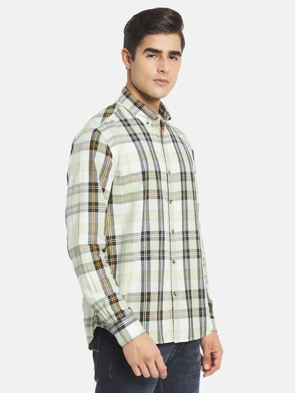 Mettle Men Sea Green Tartan Checked Casual Shirt