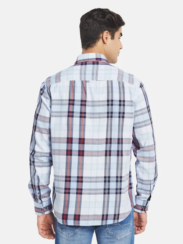 Mettle Men Blue Tartan Checks Checked Casual Shirt