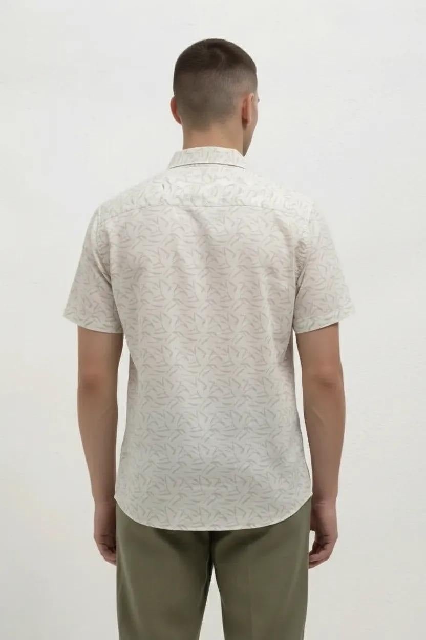 Men White Printed Casual Shirt