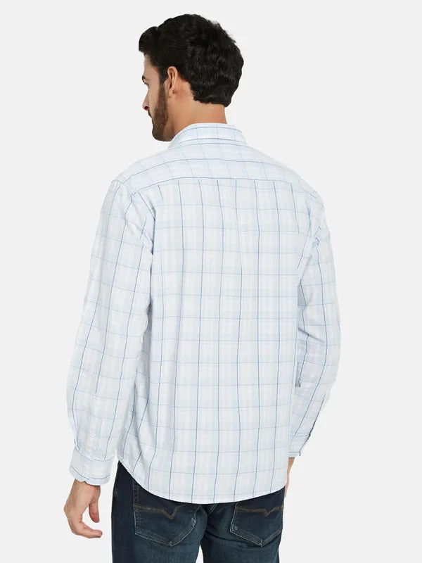 Mettle Men Blue Opaque Checked Casual Shirt