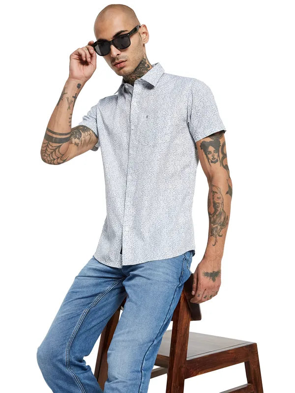 Mettle Floral Printed Short Sleeve Cotton Casual Shirt