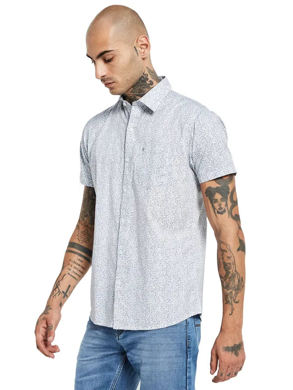 Mettle Floral Printed Short Sleeve Cotton Casual Shirt