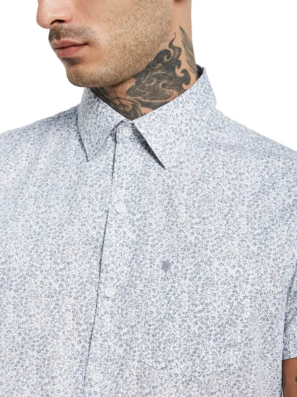 Mettle Floral Printed Short Sleeve Cotton Casual Shirt