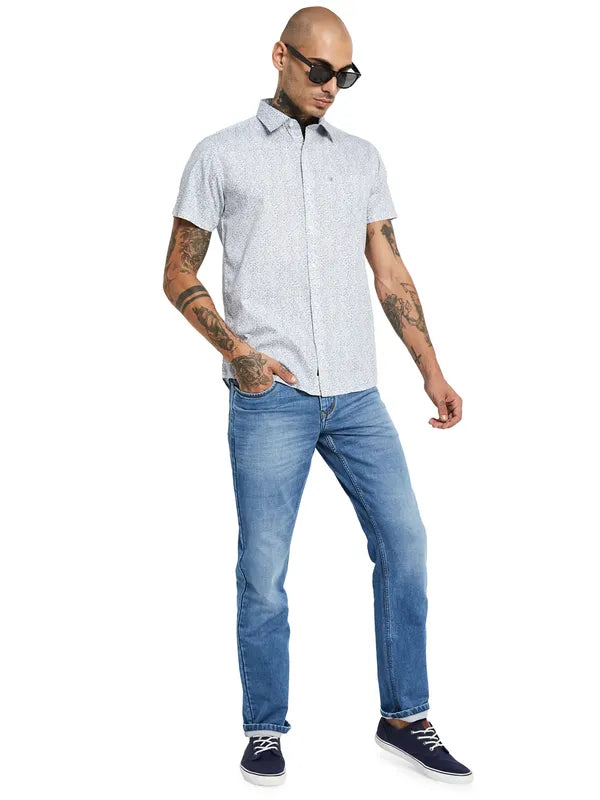 Mettle Floral Printed Short Sleeve Cotton Casual Shirt