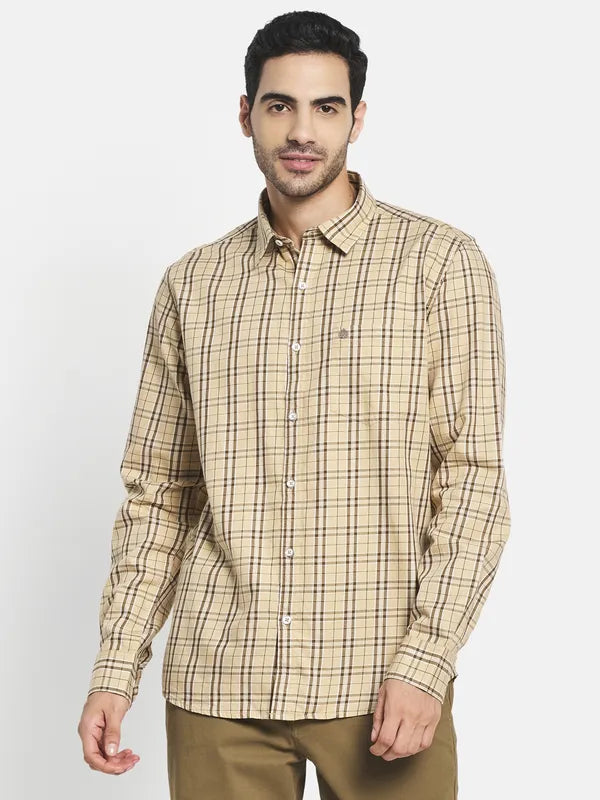 Men Yellow Tartan Checks Checked Casual Shirt