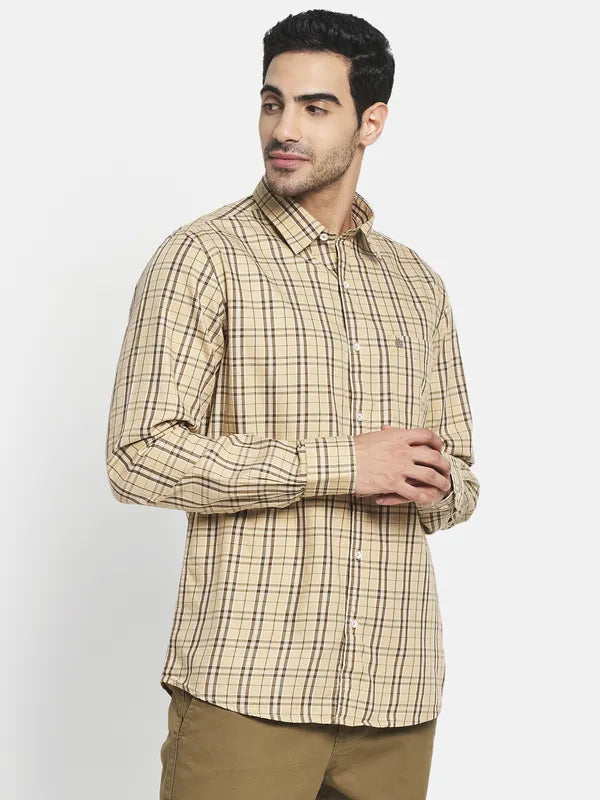 Men Yellow Tartan Checks Checked Casual Shirt