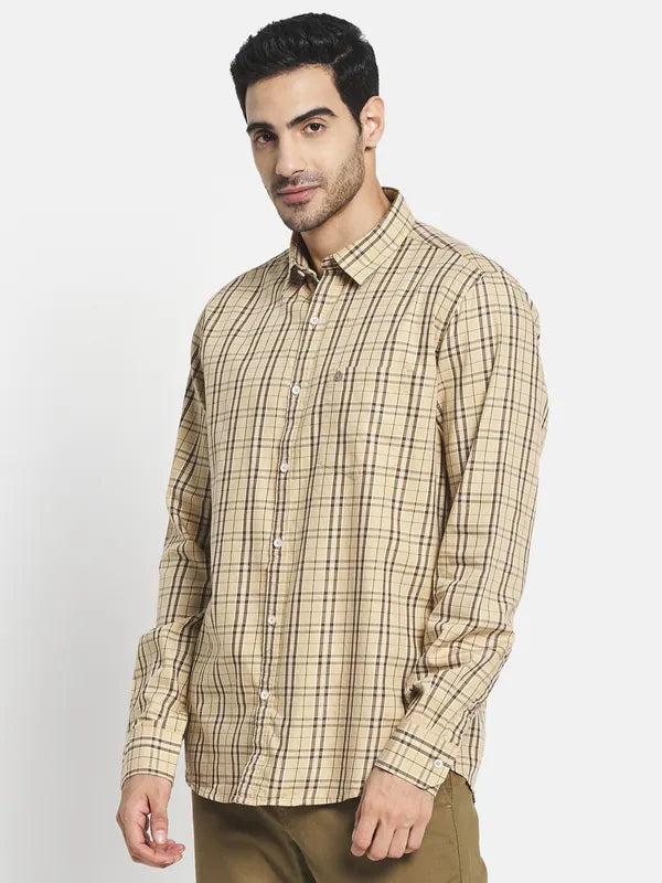 Men Yellow Tartan Checks Checked Casual Shirt