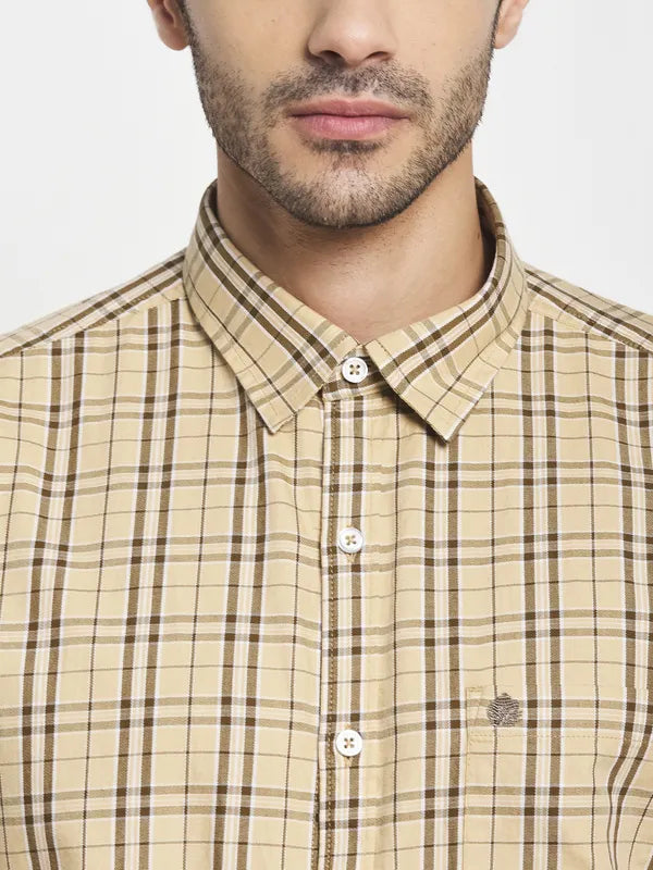 Men Yellow Tartan Checks Checked Casual Shirt