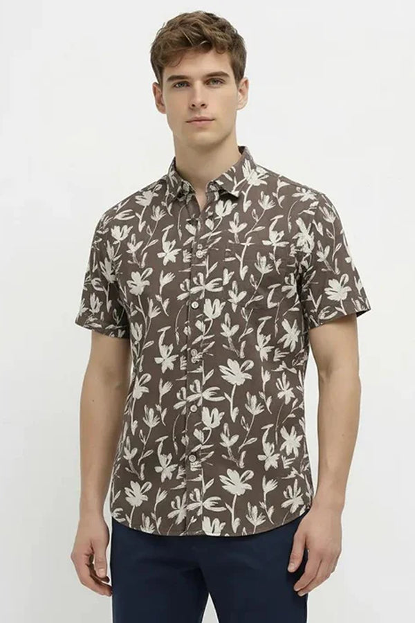 METTLE Men Floral Printed Casual Shirt