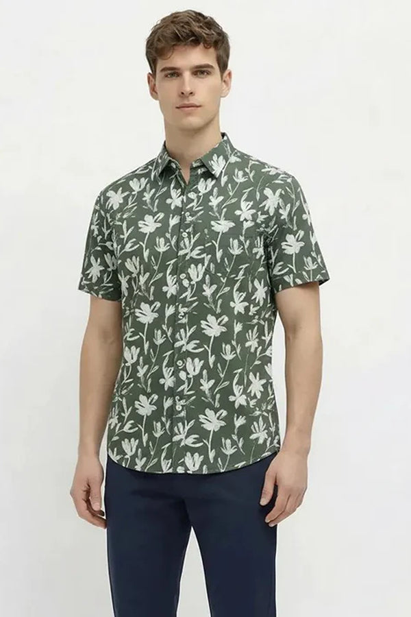 METTLE Men Floral Printed Casual Shirt