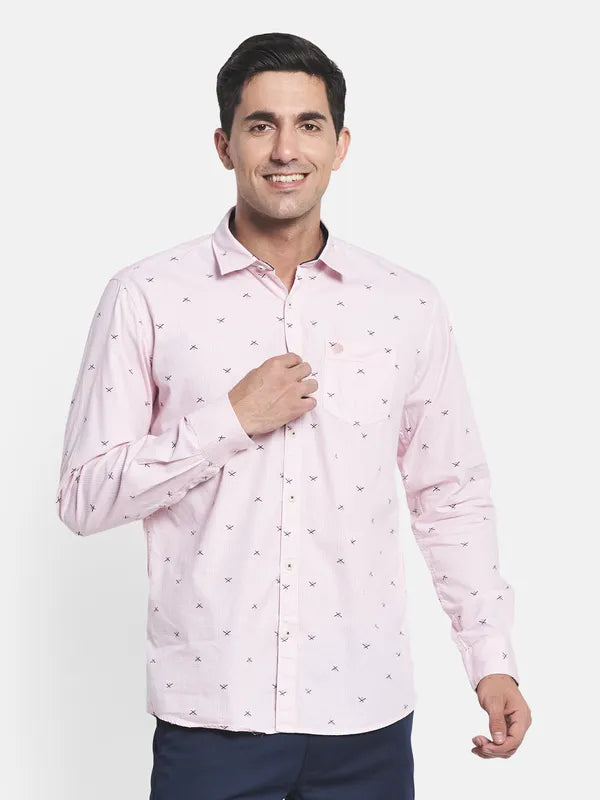 Men Pink Printed Casual Shirt