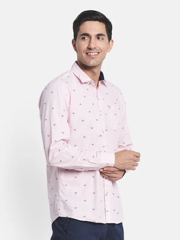 Men Pink Printed Casual Shirt