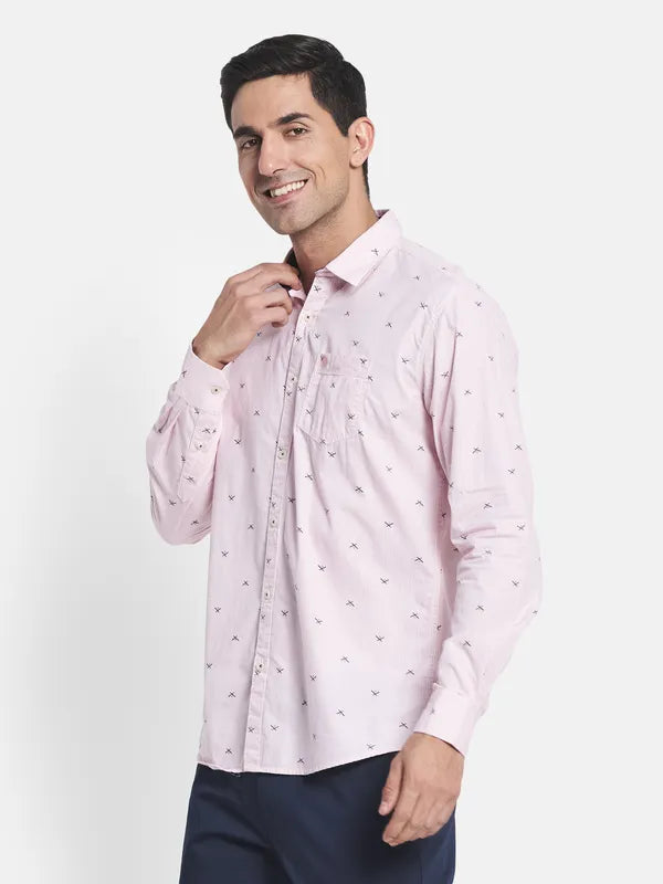 Men Pink Printed Casual Shirt