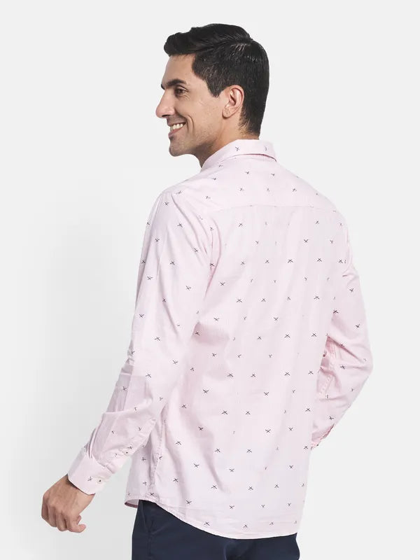 Men Pink Printed Casual Shirt