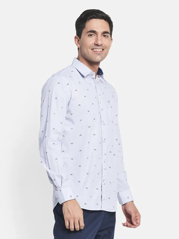 Men Blue Printed Casual Shirt