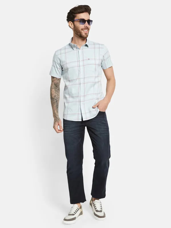 Mettle Windowpane Checks Opaque Checked Cotton Casual Shirt