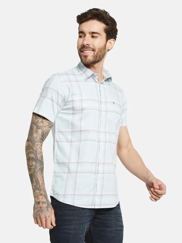 Mettle Windowpane Checks Opaque Checked Cotton Casual Shirt