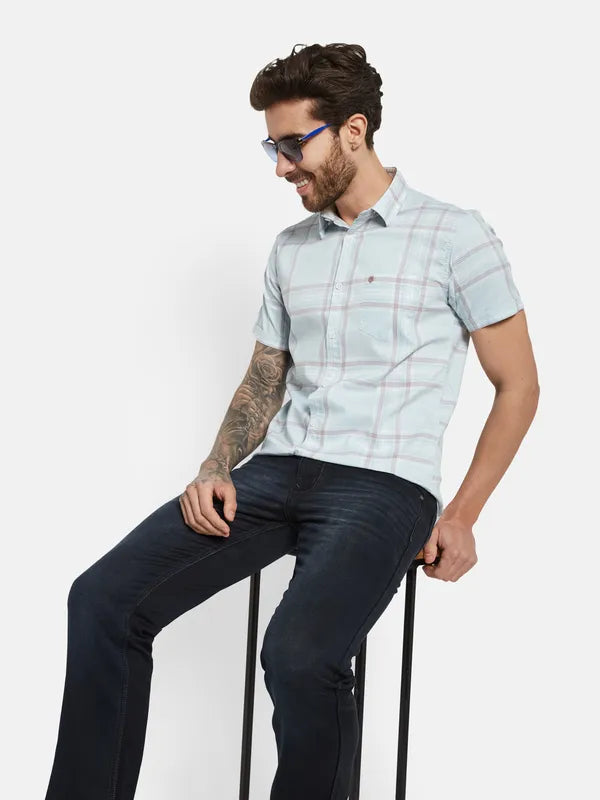 Mettle Windowpane Checks Opaque Checked Cotton Casual Shirt