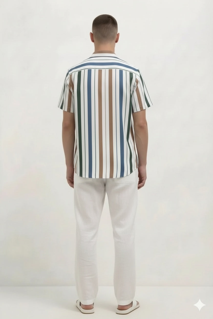 Men Rust Striped Casual Shirt