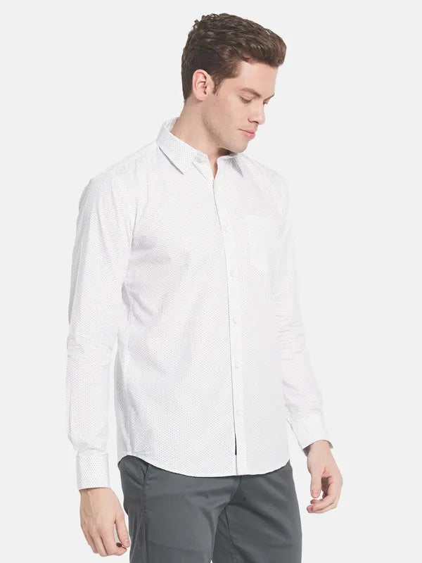 Men White Striped Casual Shirt