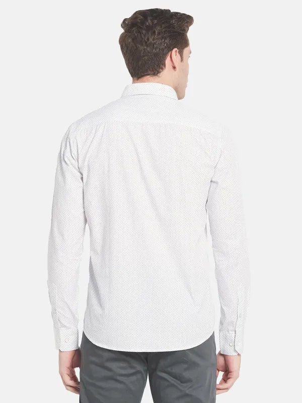 Men White Striped Casual Shirt