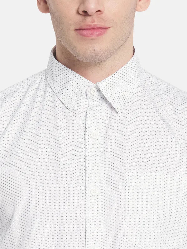 Men White Striped Casual Shirt