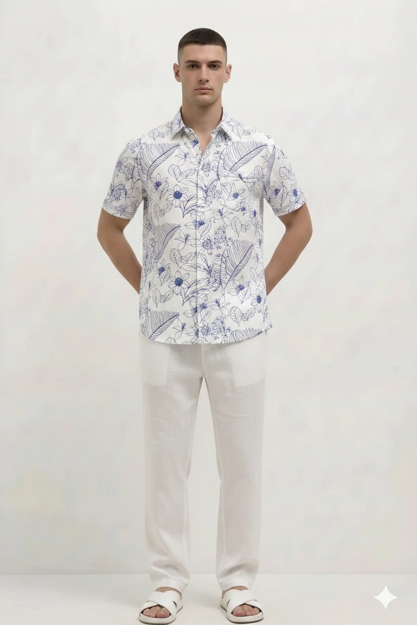 Men Air-Force Floral Printed Casual Shirt