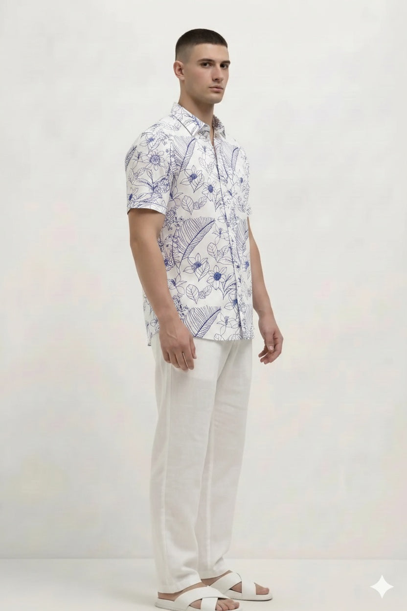 Men Air-Force Floral Printed Casual Shirt