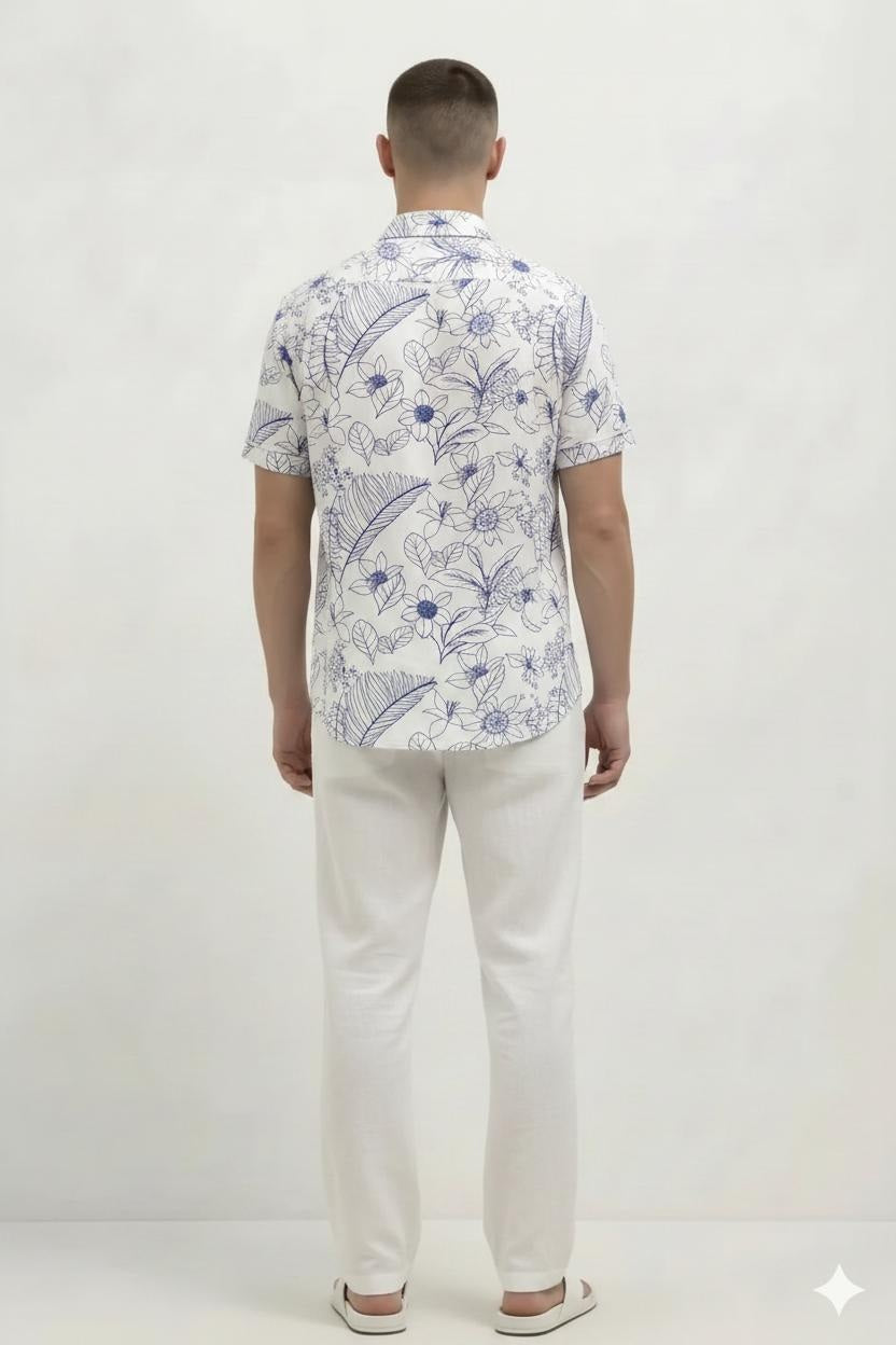Men Air-Force Floral Printed Casual Shirt