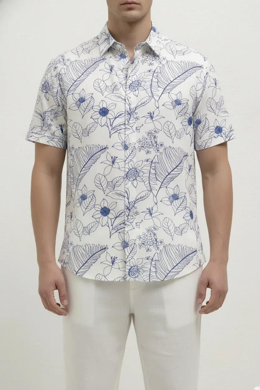 Men Air-Force Floral Printed Casual Shirt
