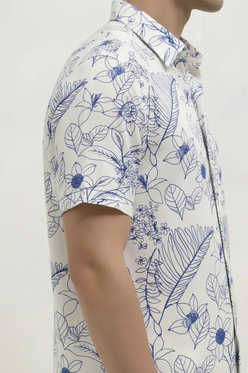 Men Air-Force Floral Printed Casual Shirt