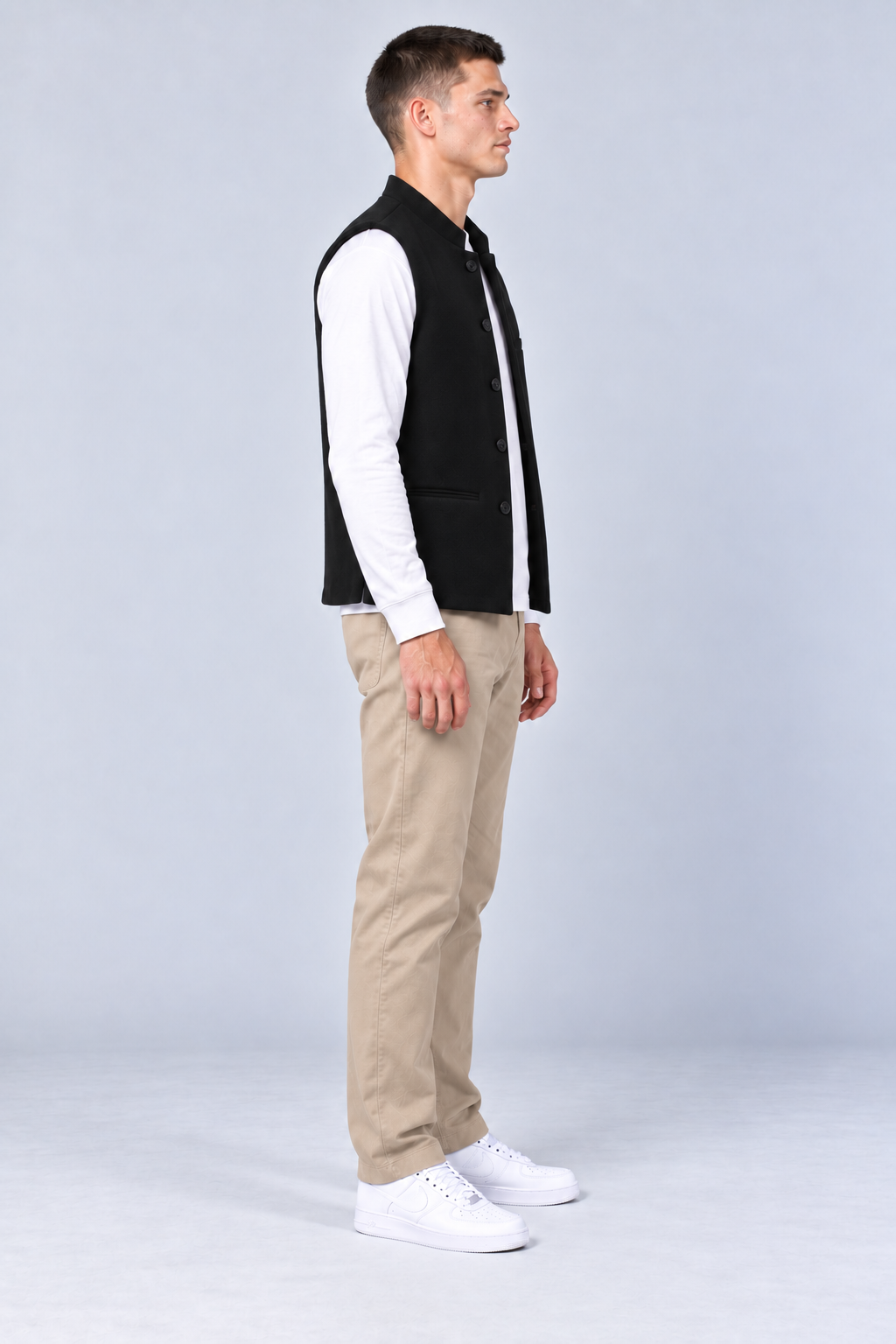 Men’s Regular Fit Nehru Waistcoat – Black