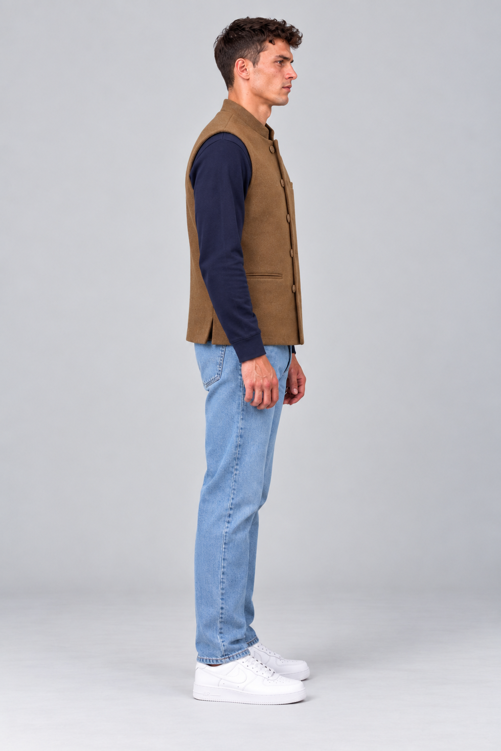 Men’s Regular Fit Nehru Waistcoat – Espresso