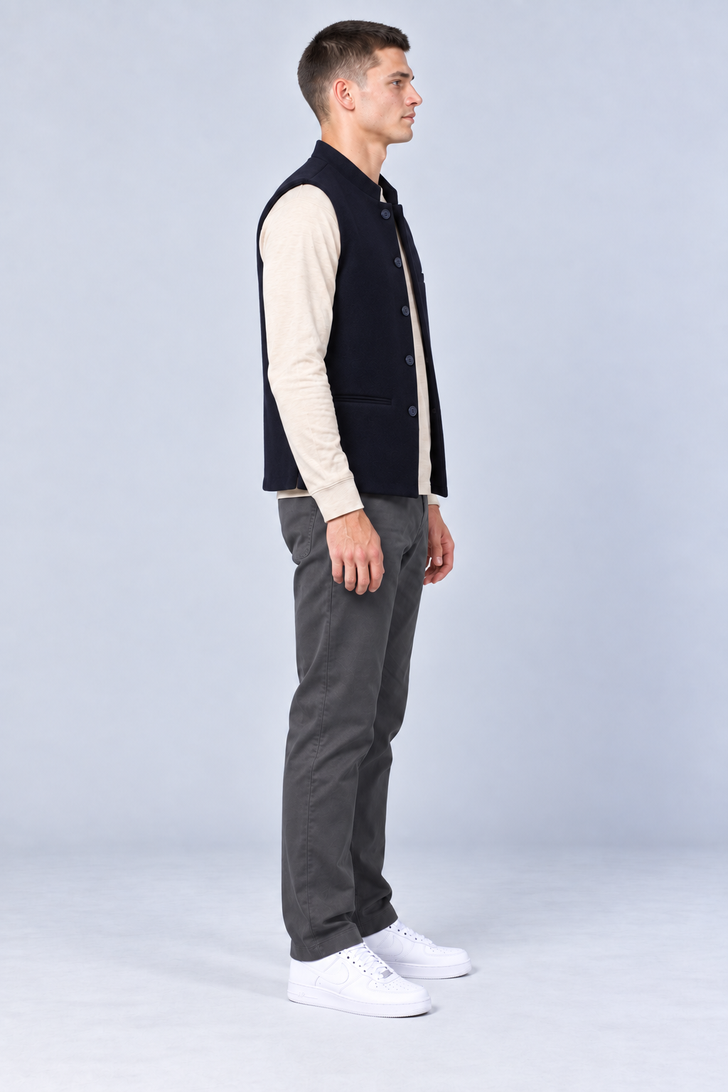 Men’s Regular Fit Nehru Waistcoat – Navy