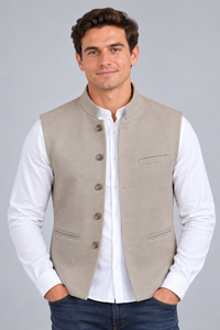 Men’s Natural Bird’s Eye Knitted Waistcoat – Regular Fit