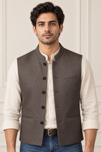 Men’s Espresso Tweed Waistcoat – Regular Fit