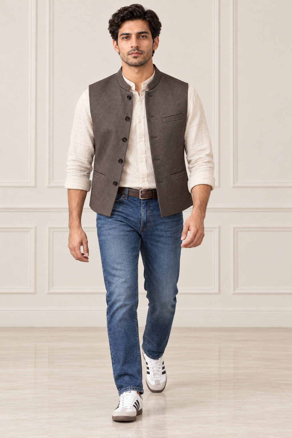 Men’s Espresso Tweed Waistcoat – Regular Fit